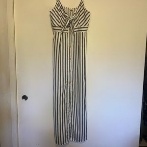 Striped button down maxi dress